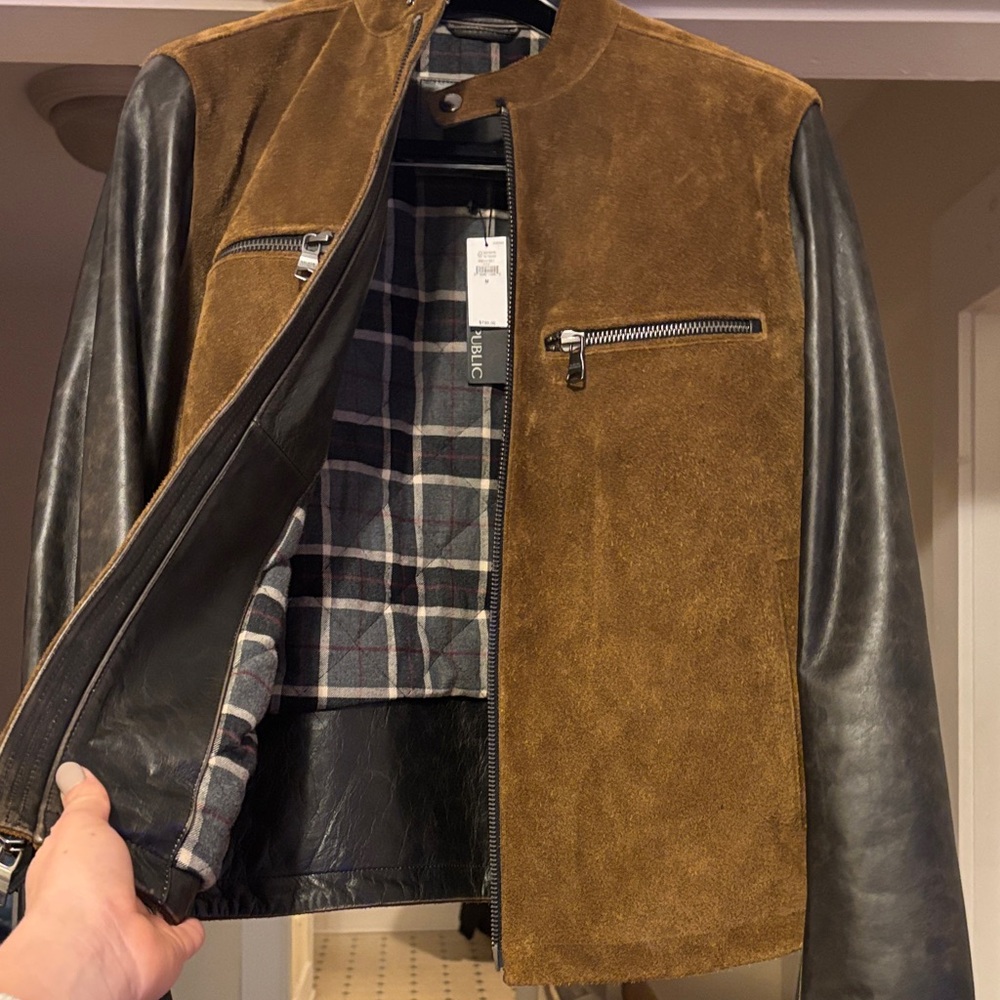 Banana Republic Brown Suede and Black Leather Jacket - Picture 3 of 5